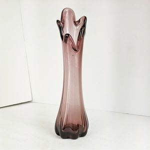 Vintage Swung Glass Vase Five Finger Amethyst